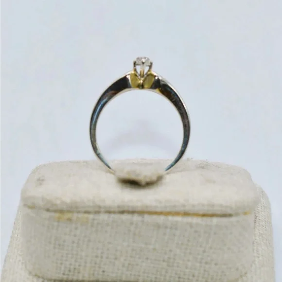 14k Gold - Silver Fill- Engagement Promise Ring - 1/10 CT White Diamond - Size 7 - Picture 15 of 15